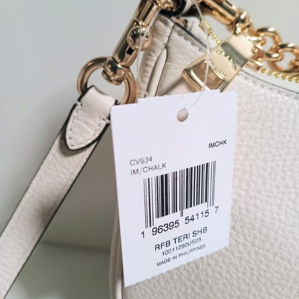 Coach Teri Shoulder Bag Pebble Leather Chalk CV934 - Picture 3 of 9